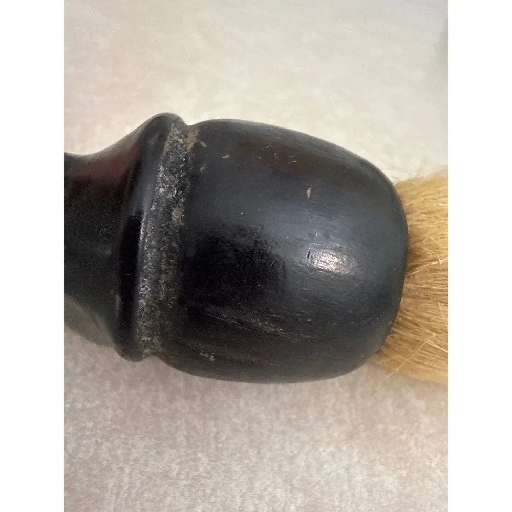 Shaving Brush Black Handle Natural Bristle Barber Grooming Tool Vintage